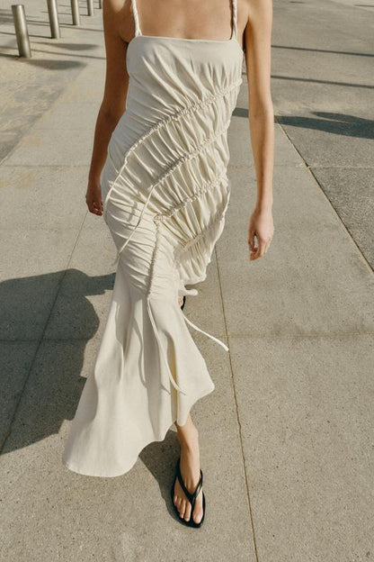 Robe longue drapée