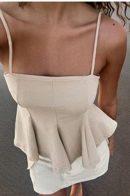 Top peplum à bretelles