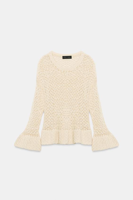 Pull en maille à volants