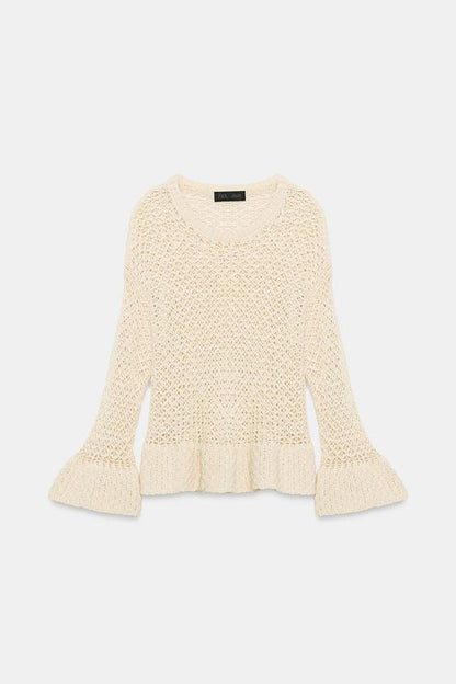 Pull en maille à volants