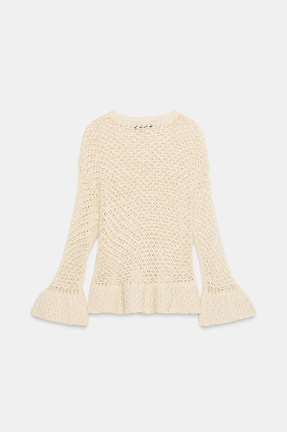 Pull en maille à volants
