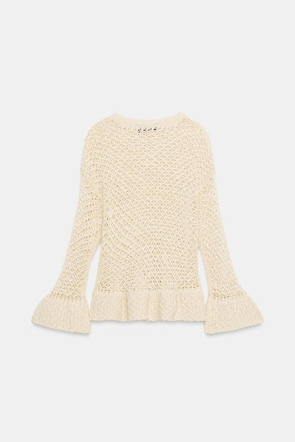 Pull en maille à volants