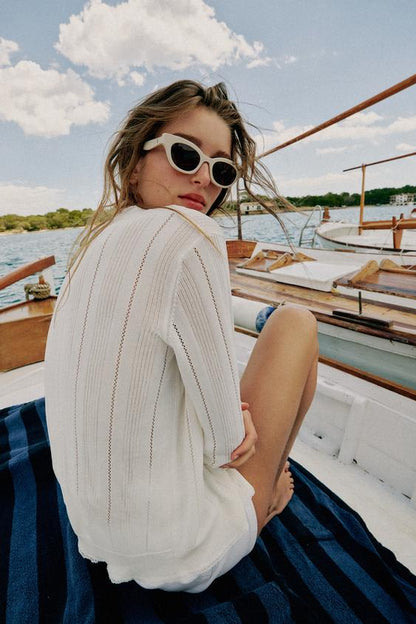 Veste en maille pointelle