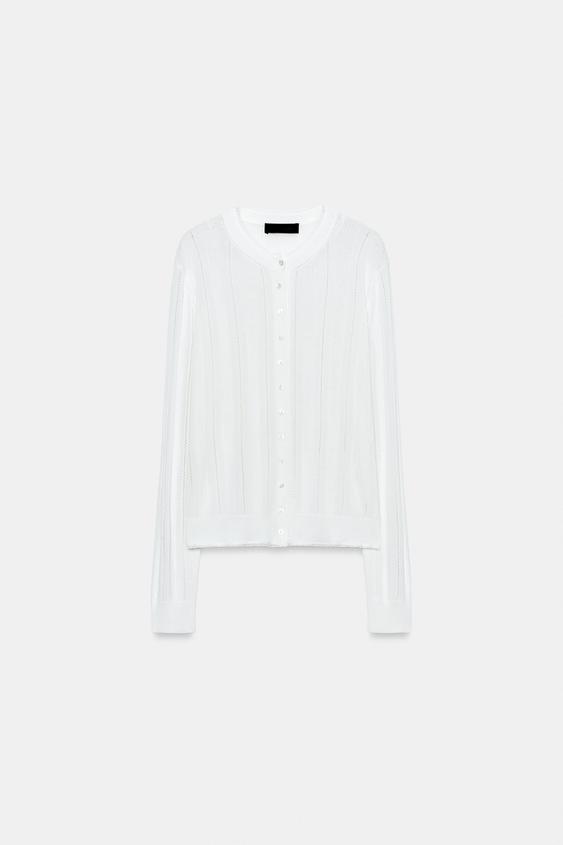 Veste en maille pointelle