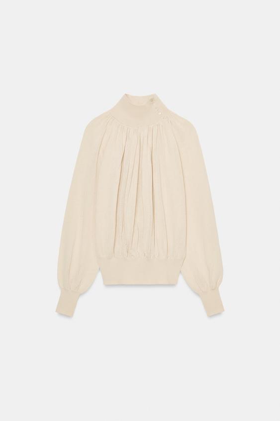 Blouse fluide en maille contrastée