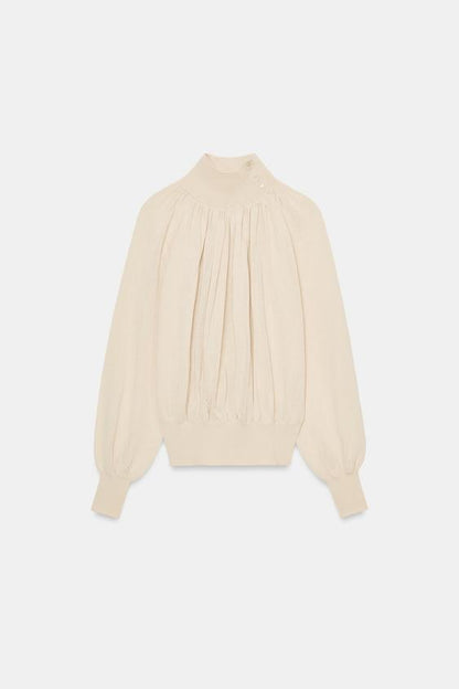 Blouse fluide en maille contrastée