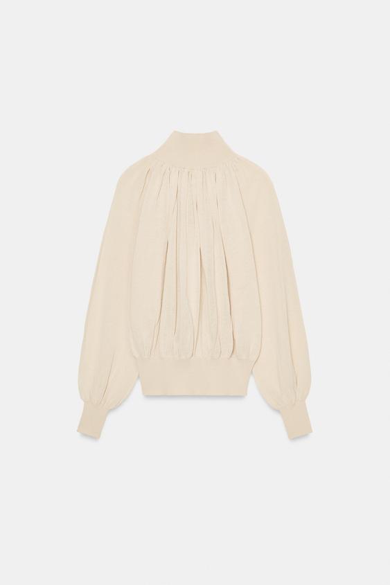 Blouse fluide en maille contrastée