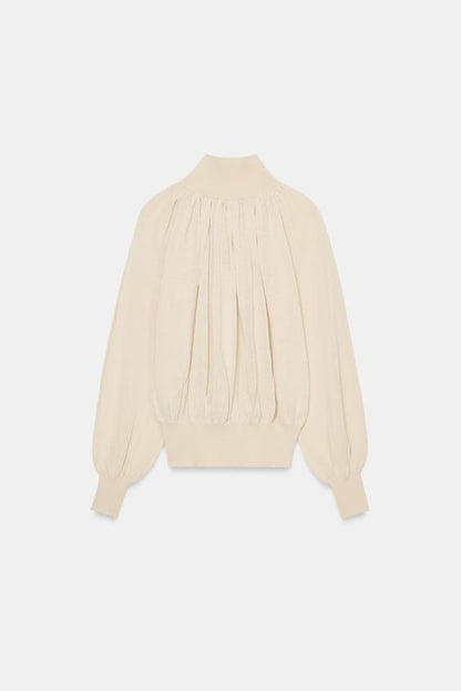 Blouse fluide en maille contrastée