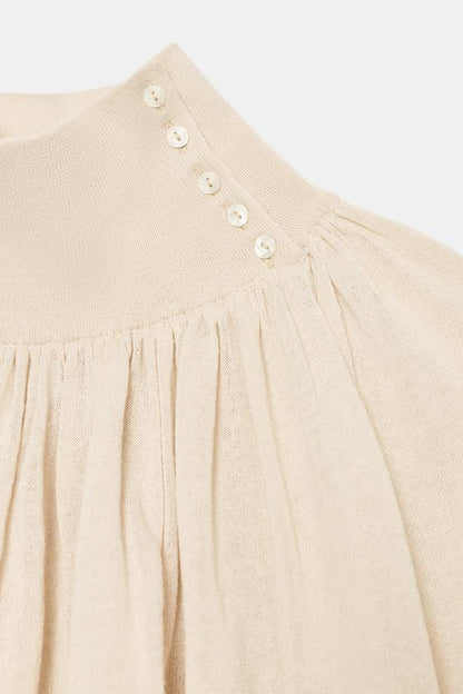 Blouse fluide en maille contrastée