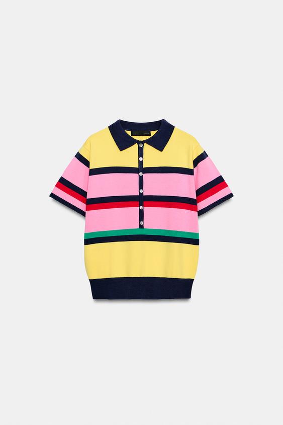 Polo en maille rayée