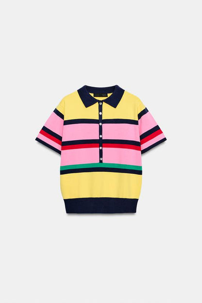 Polo en maille rayée