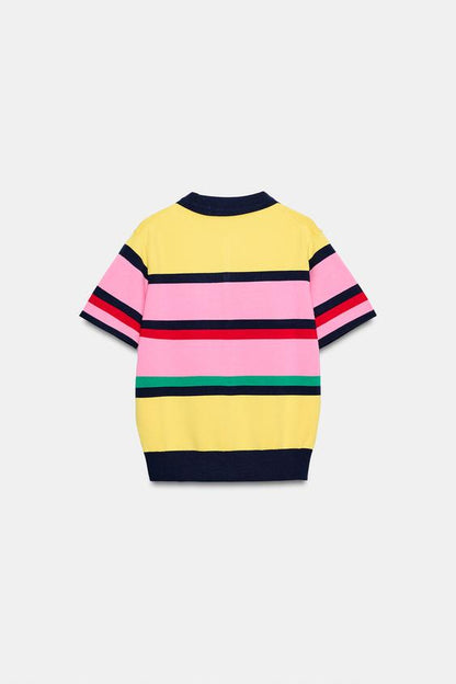 Polo en maille rayée
