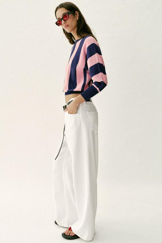 Sweat-shirt en maille rayée