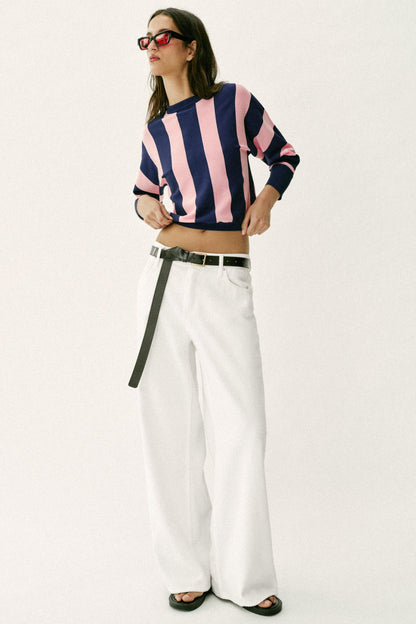 Sweat-shirt en maille rayée