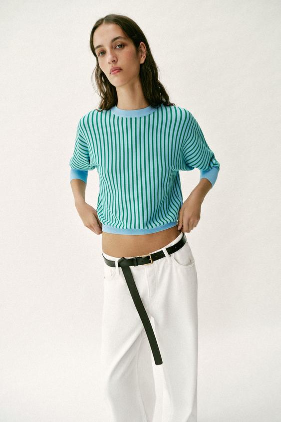 Sweat-shirt en maille rayée