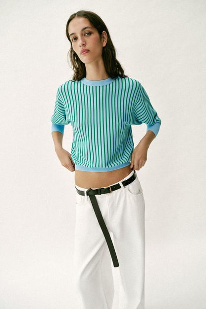 Sweat-shirt en maille rayée