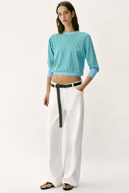 Sweat-shirt en maille rayée