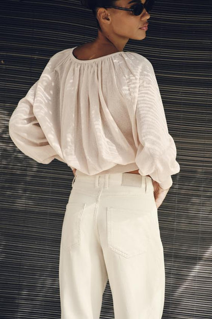 Blouse en maille à col bateau