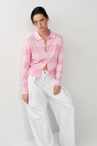 Veste en maille à rayures