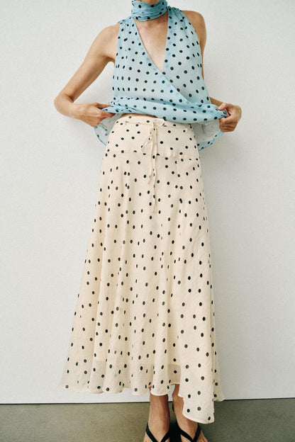 Jupe midi à pois
