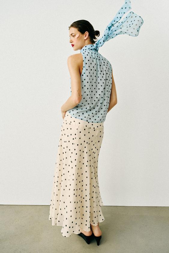 Jupe midi à pois