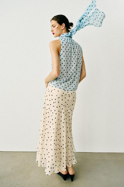 Jupe midi à pois