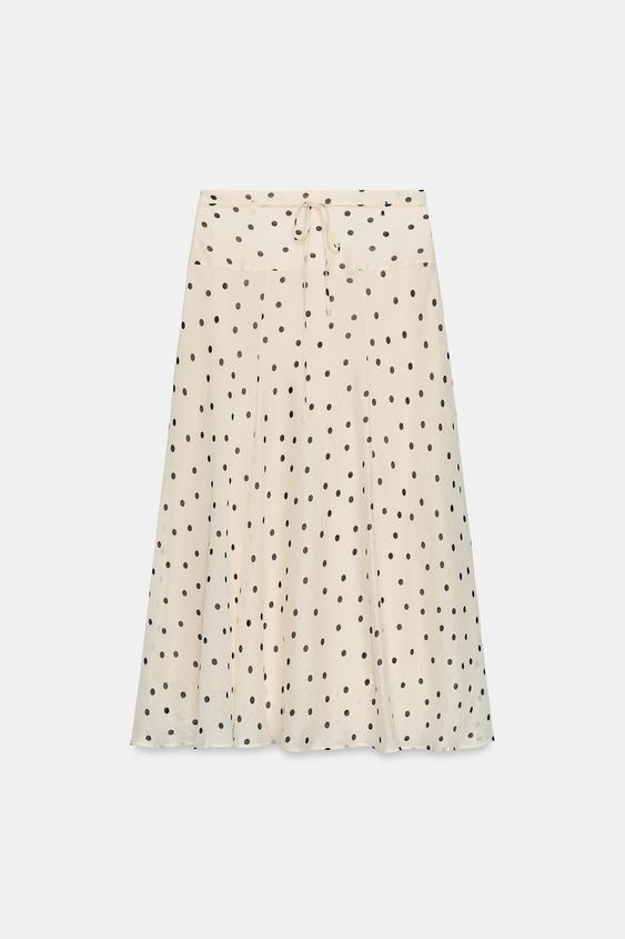 Jupe midi à pois