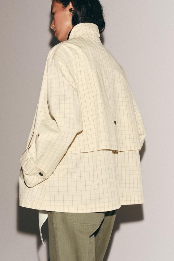 Veste à carreaux et col contrasté ZW Collection