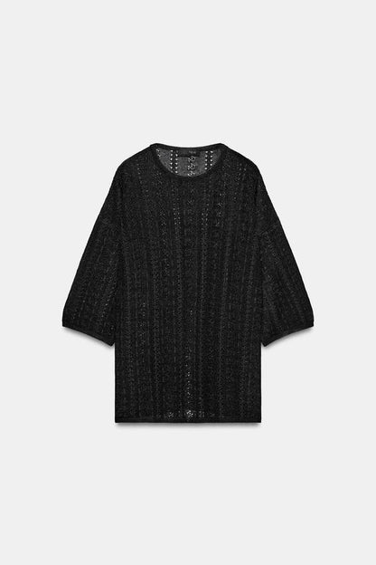 Pull en maille pointelle à fentes