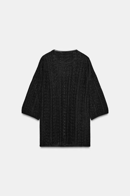 Pull en maille pointelle à fentes