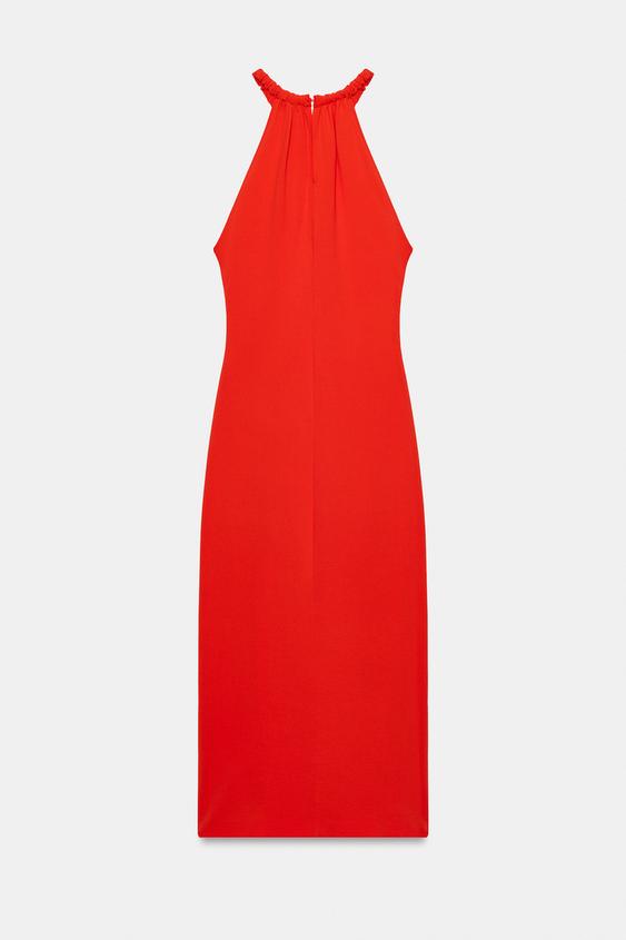 Robe midi dos-nu à détail métallique