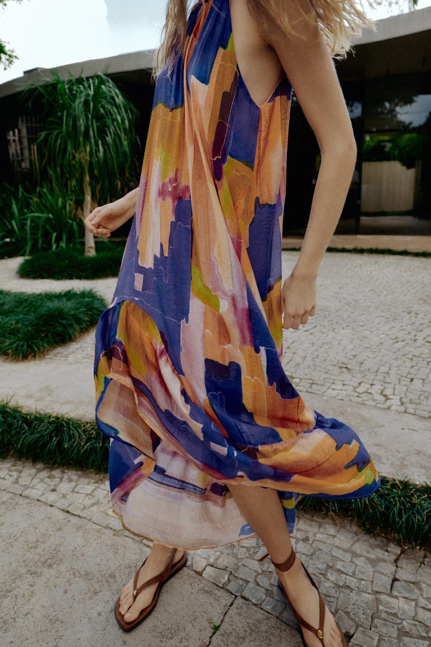 Robe imprimée à bas asymétrique