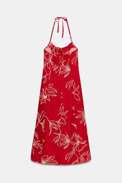 Robe midi en popeline imprimée