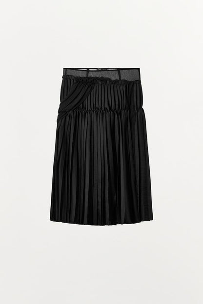 Jupe midi contrastée à plis
