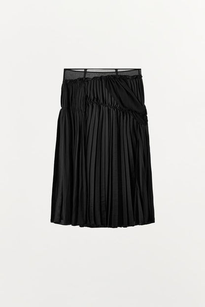 Jupe midi contrastée à plis