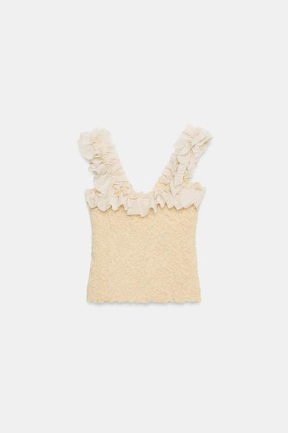 Top romantique en maille contrastée