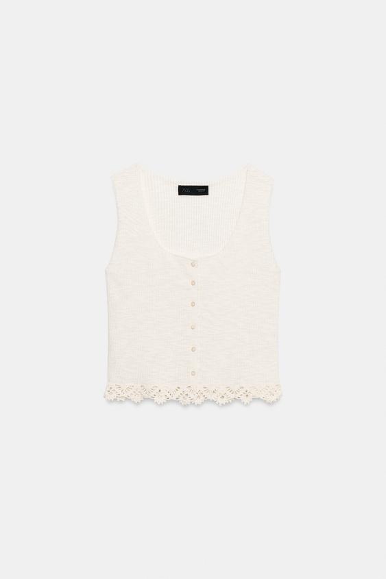 Top en maille à bas crocheté
