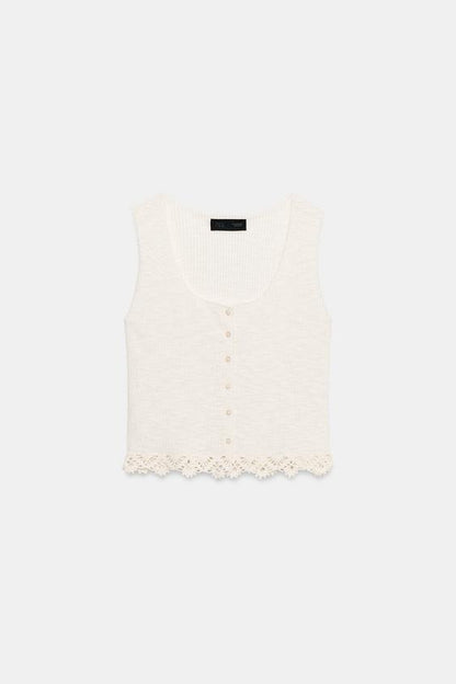 Top en maille à bas crocheté