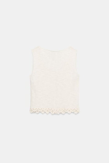 Top en maille à bas crocheté