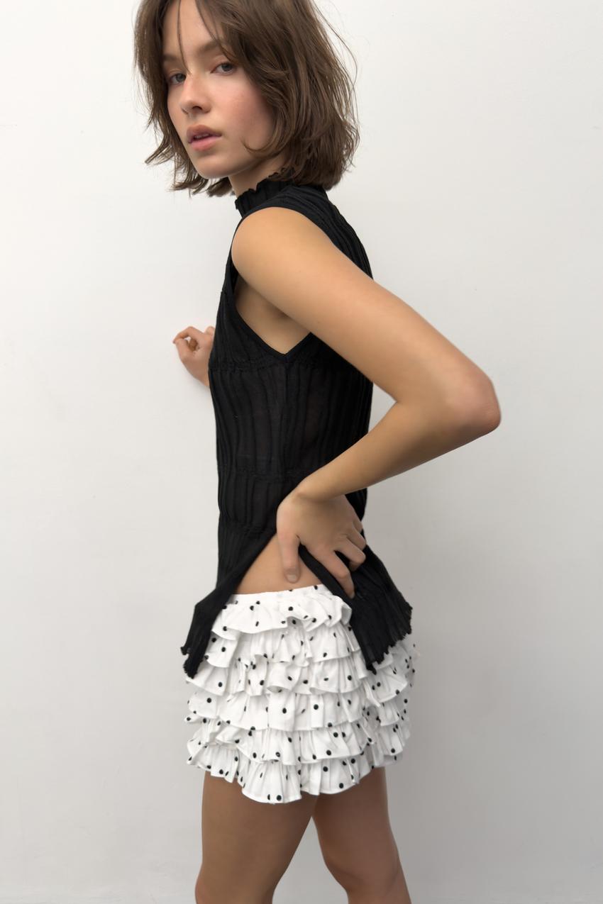 Top en maille à fronces