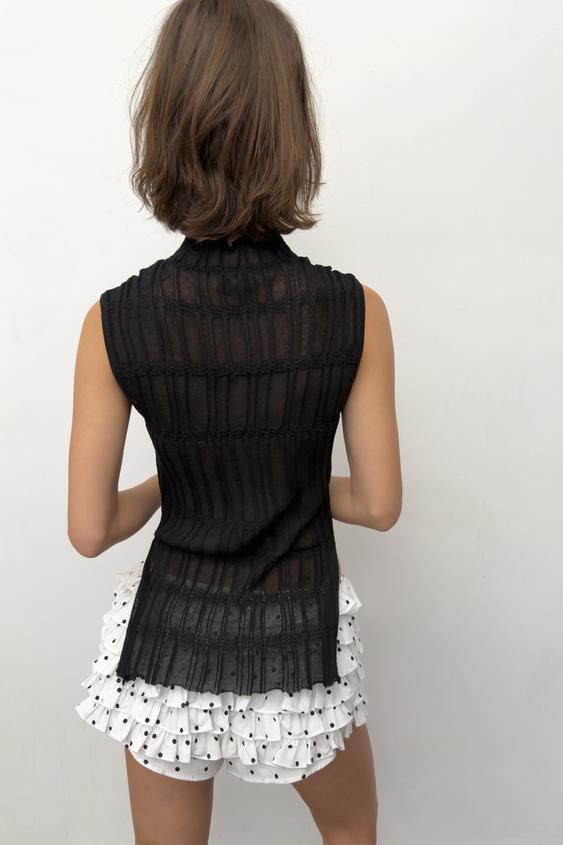 Top en maille à fronces