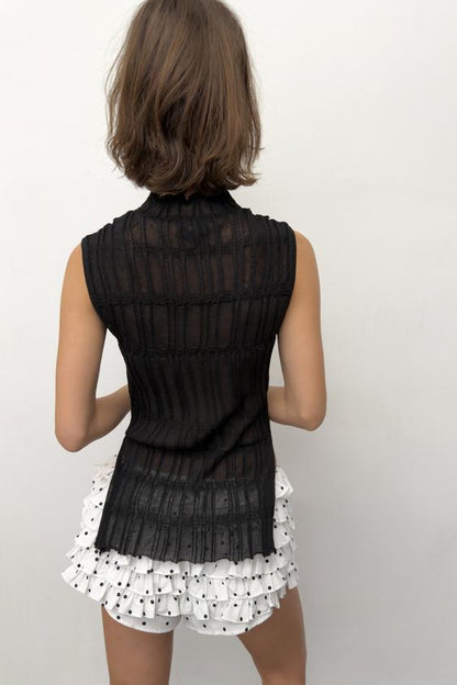 Top en maille à fronces