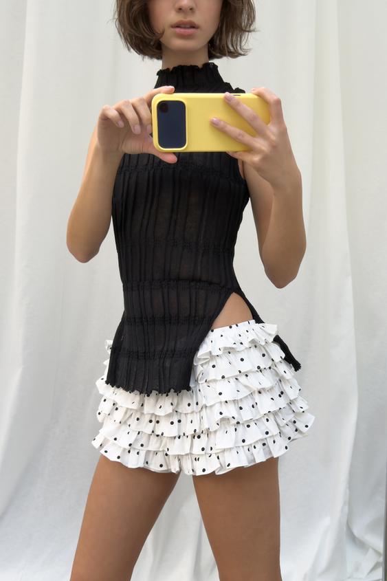 Top en maille à fronces