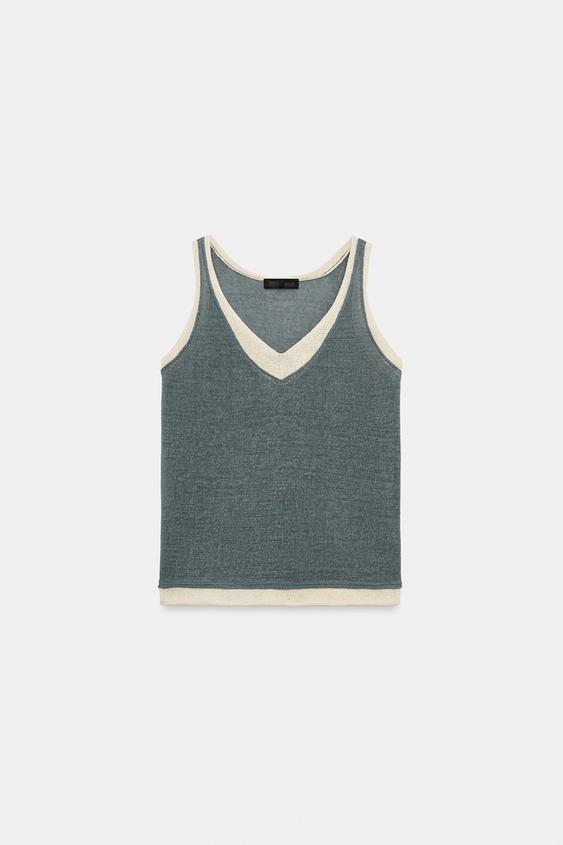 Top en maille contrastée