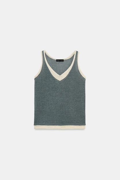 Top en maille contrastée