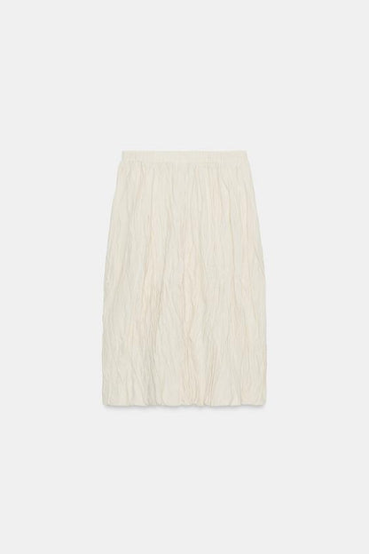 Jupe midi en maille effet froissé