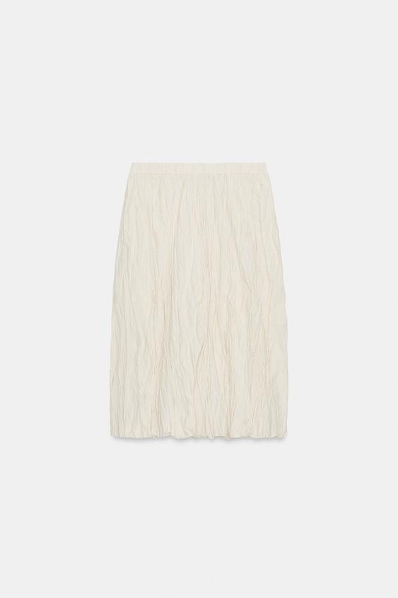 Jupe midi en maille effet froissé