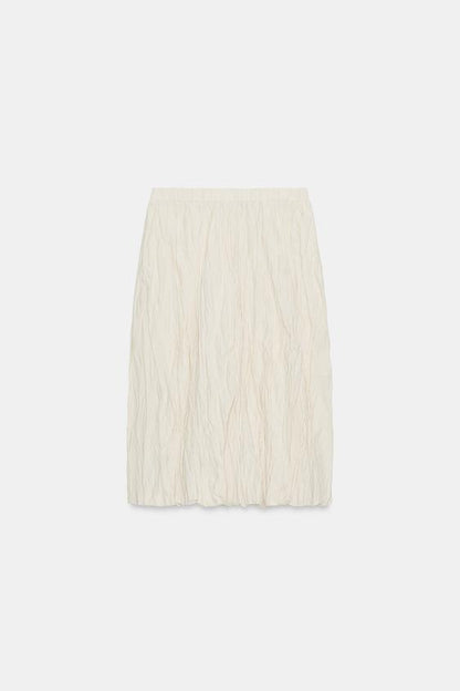 Jupe midi en maille effet froissé