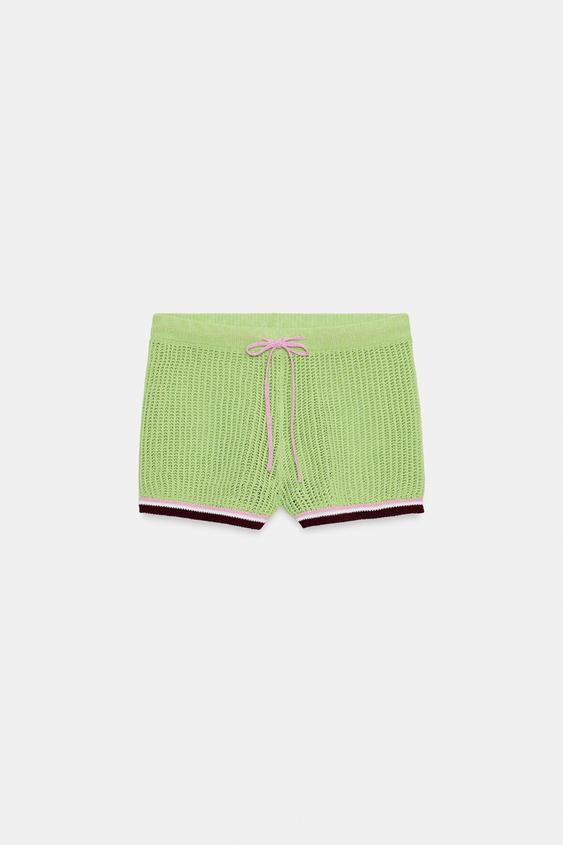 Short en maille à taille élastique
