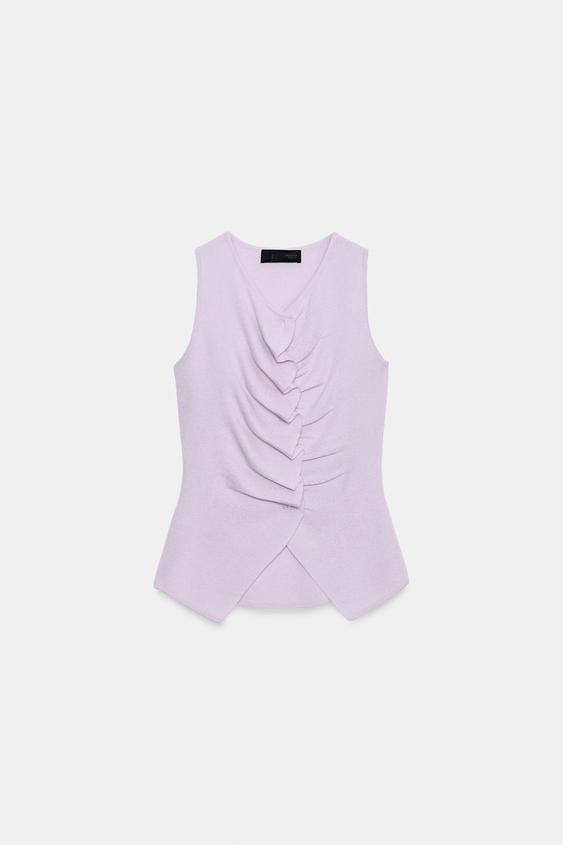 Top en maille à fronces
